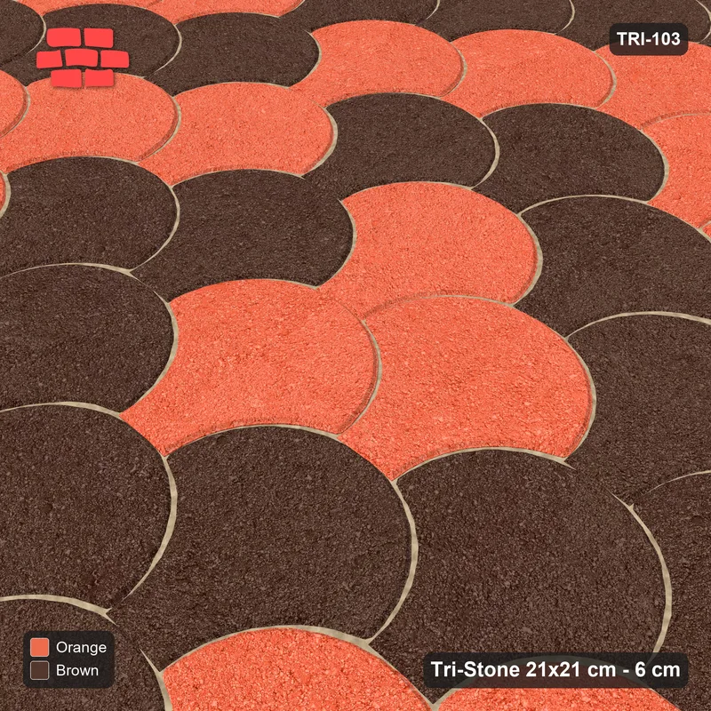 Interlock (Pasco) 21x21 cm · TRI-103 · Concentric diamond rings, kerb frame - Burnt Clay · Side view Interlock (Pasco) 21x21 cm · TRI-103 · Concentric diamond rings, kerb frame - Burnt Clay · Side view