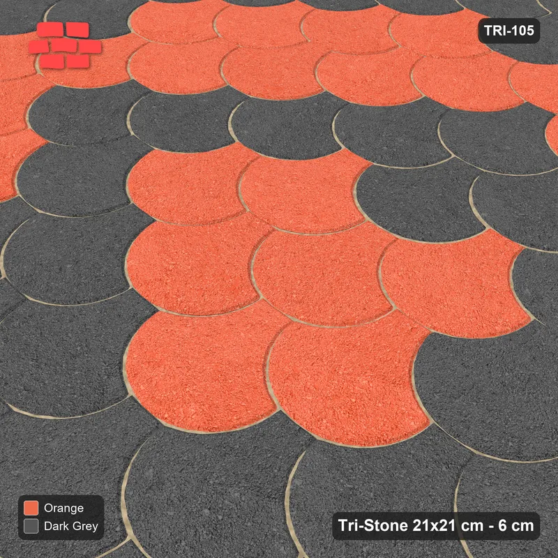 Interlock (Pasco) 21x21 cm · TRI-105 · Concentric circles, turned 180 deg, kerb frame - Ember · Side view Interlock (Pasco) 21x21 cm · TRI-105 · Concentric circles, turned 180 deg, kerb frame - Ember · Side view