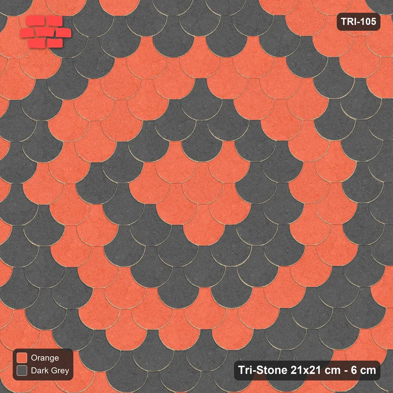 Interlock (Pasco) 21x21 cm · TRI-105 · Concentric circles, turned 180 deg, kerb frame - Ember · Top view Interlock (Pasco) 21x21 cm · TRI-105 · Concentric circles, turned 180 deg, kerb frame - Ember · Top view