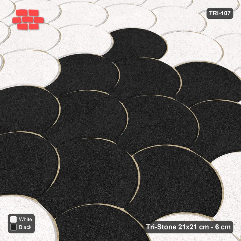 Interlock (Pasco) 21x21 cm · TRI-107 · Central square medallion, kerb frame - Contrast · Side view Interlock (Pasco) 21x21 cm · TRI-107 · Central square medallion, kerb frame - Contrast · Side view