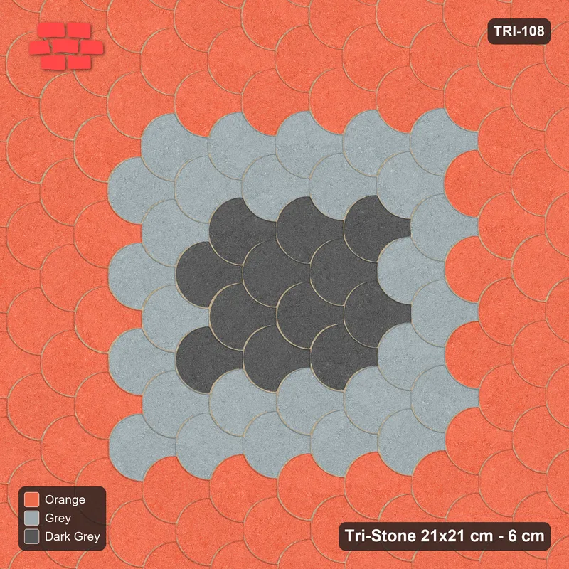Interlock (Pasco) 21x21 cm · TRI-108 · Nested square medallion, turned 90 deg, kerb frame - Sunset Slate · Top view Interlock (Pasco) 21x21 cm · TRI-108 · Nested square medallion, turned 90 deg, kerb frame - Sunset Slate · Top view