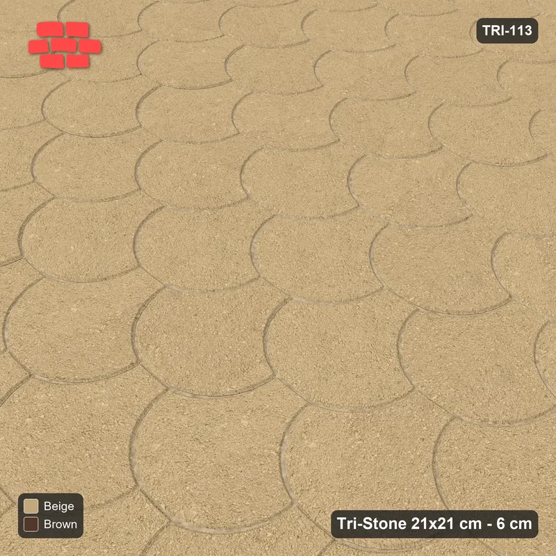 Interlock (Pasco) 21x21 cm · TRI-113 · Corner squares, turned 180 deg, kerb frame - Sandstone · Side view Interlock (Pasco) 21x21 cm · TRI-113 · Corner squares, turned 180 deg, kerb frame - Sandstone · Side view