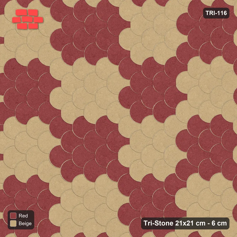 Interlock (Pasco) 21x21 cm · TRI-116 · Large checker fields, turned 90 deg - Terracotta · Top view Interlock (Pasco) 21x21 cm · TRI-116 · Large checker fields, turned 90 deg - Terracotta · Top view