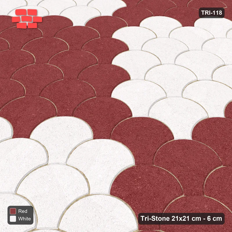 Interlock (Pasco) 21x21 cm · TRI-118 · Broad harlequin diamonds, turned 45 deg, kerb frame - Burgundy & Ivory · Side view Interlock (Pasco) 21x21 cm · TRI-118 · Broad harlequin diamonds, turned 45 deg, kerb frame - Burgundy & Ivory · Side view