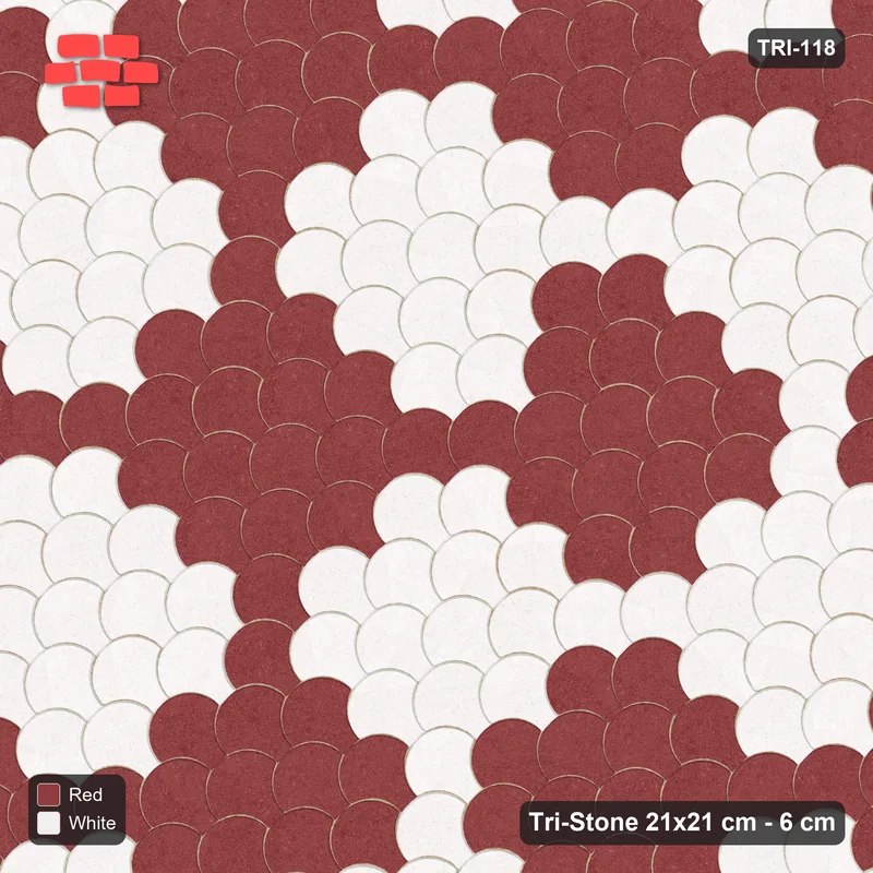 Interlock (Pasco) 21x21 cm · TRI-118 · Broad harlequin diamonds, turned 45 deg, kerb frame - Burgundy & Ivory · Top view Interlock (Pasco) 21x21 cm · TRI-118 · Broad harlequin diamonds, turned 45 deg, kerb frame - Burgundy & Ivory · Top view