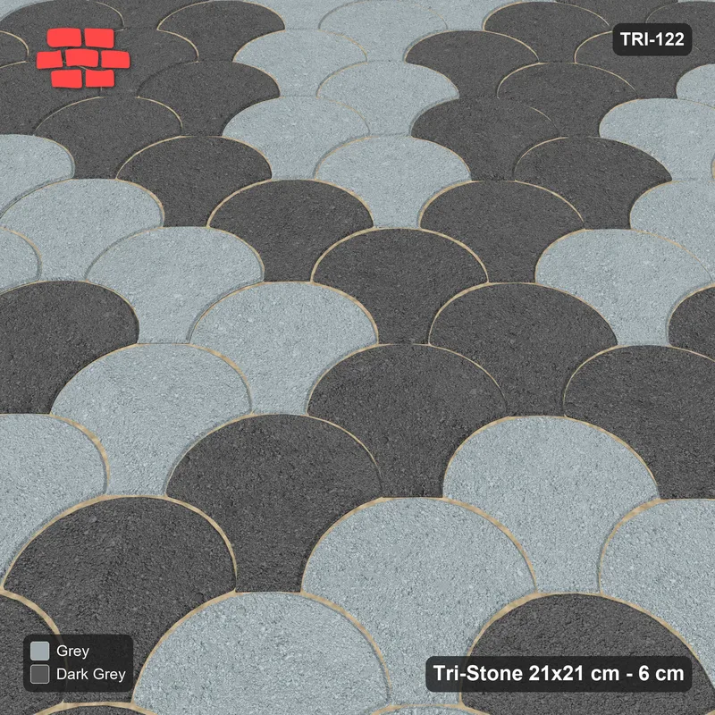 Interlock (Pasco) 21x21 cm · TRI-122 · Twelve-ray sunburst, turned 45 deg, kerb frame - Charcoal Edge · Side view Interlock (Pasco) 21x21 cm · TRI-122 · Twelve-ray sunburst, turned 45 deg, kerb frame - Charcoal Edge · Side view