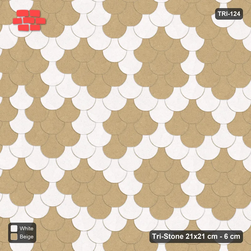 Interlock (Pasco) 21x21 cm · TRI-124 · Fine rosette scatter, turned 180 deg - Ivory & Sand · Top view Interlock (Pasco) 21x21 cm · TRI-124 · Fine rosette scatter, turned 180 deg - Ivory & Sand · Top view