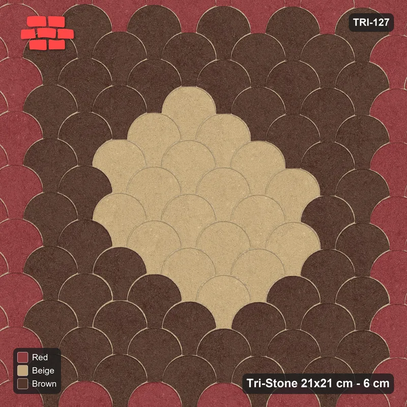 Interlock (Pasco) 21x21 cm · TRI-127 · Border with round medallion, kerb frame - Tuscany · Top view Interlock (Pasco) 21x21 cm · TRI-127 · Border with round medallion, kerb frame - Tuscany · Top view