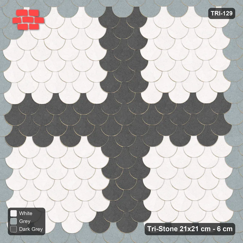 Interlock (Pasco) 21x21 cm · TRI-129 · Border with central cross, turned 180 deg - Monochrome · Top view Interlock (Pasco) 21x21 cm · TRI-129 · Border with central cross, turned 180 deg - Monochrome · Top view