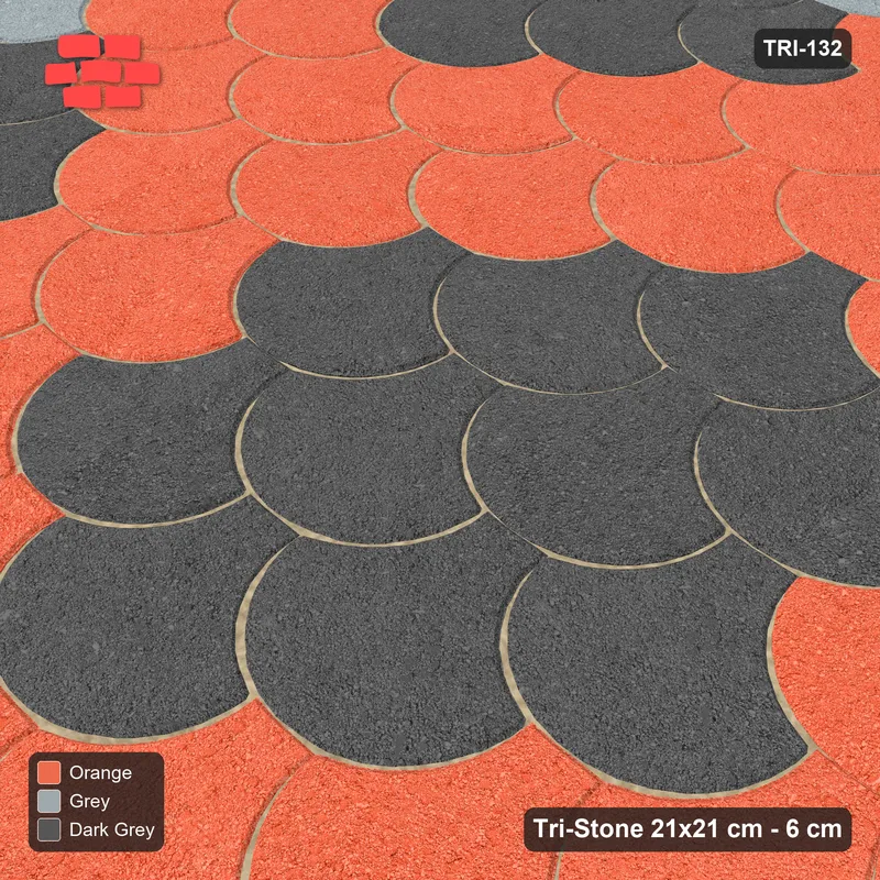 Interlock (Pasco) 21x21 cm · TRI-132 · Bordered rosette scatter, turned 180 deg, kerb frame - Sunset Slate · Side view Interlock (Pasco) 21x21 cm · TRI-132 · Bordered rosette scatter, turned 180 deg, kerb frame - Sunset Slate · Side view