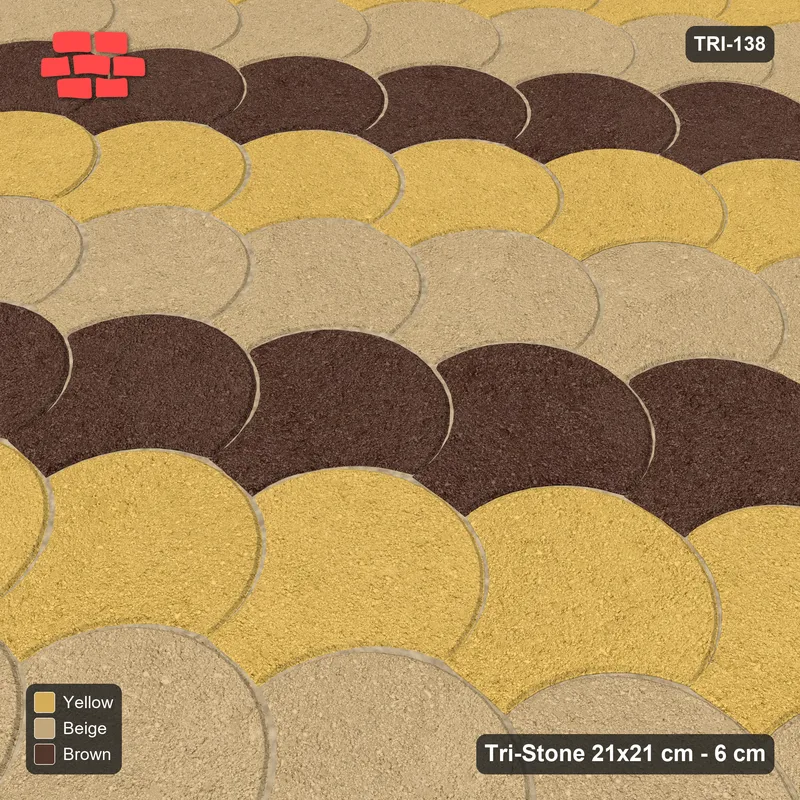 Interlock (Pasco) 21x21 cm · TRI-138 · Tumbling diagonals B, three-tone, kerb frame - Harvest Gold · Side view Interlock (Pasco) 21x21 cm · TRI-138 · Tumbling diagonals B, three-tone, kerb frame - Harvest Gold · Side view