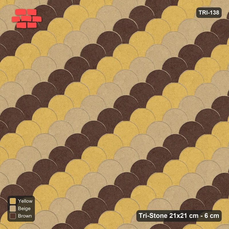 Interlock (Pasco) 21x21 cm · TRI-138 · Tumbling diagonals B, three-tone, kerb frame - Harvest Gold · Top view Interlock (Pasco) 21x21 cm · TRI-138 · Tumbling diagonals B, three-tone, kerb frame - Harvest Gold · Top view