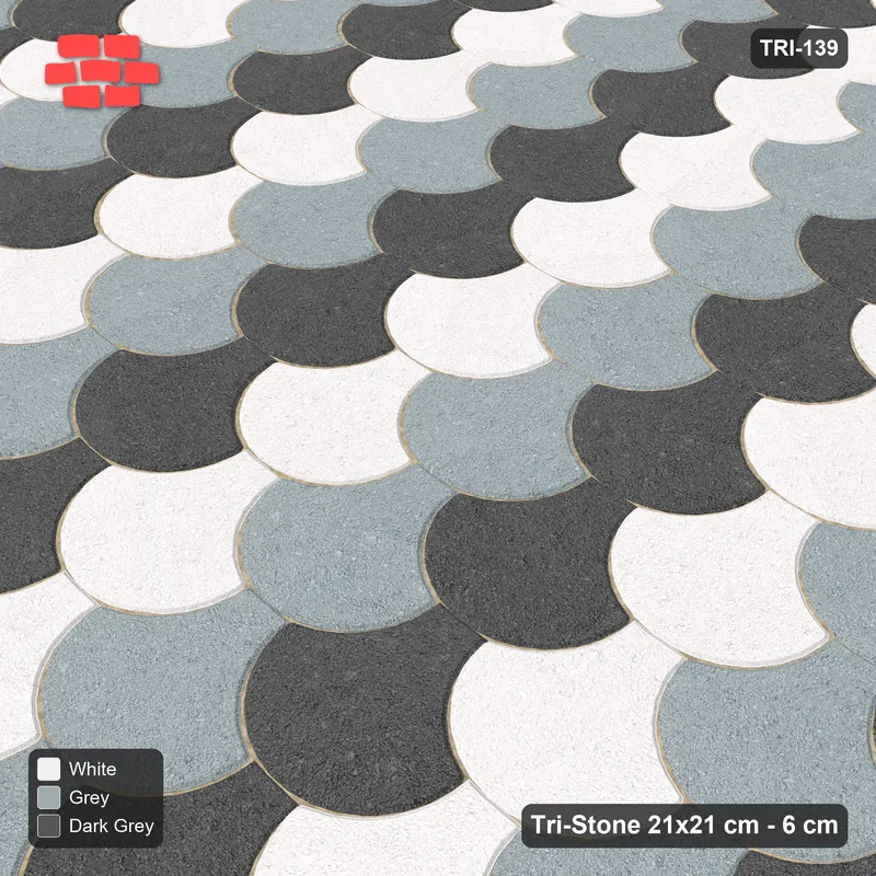 Interlock (Pasco) 21x21 cm · TRI-139 · Tumbling columns, three-tone, turned 180 deg - Monochrome · Side view Interlock (Pasco) 21x21 cm · TRI-139 · Tumbling columns, three-tone, turned 180 deg - Monochrome · Side view