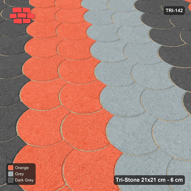 Interlock (Pasco) 21x21 cm · TRI-142 · Wide tumbling diagonals A, turned 180 deg - Sunset Slate · Side view Interlock (Pasco) 21x21 cm · TRI-142 · Wide tumbling diagonals A, turned 180 deg - Sunset Slate · Side view