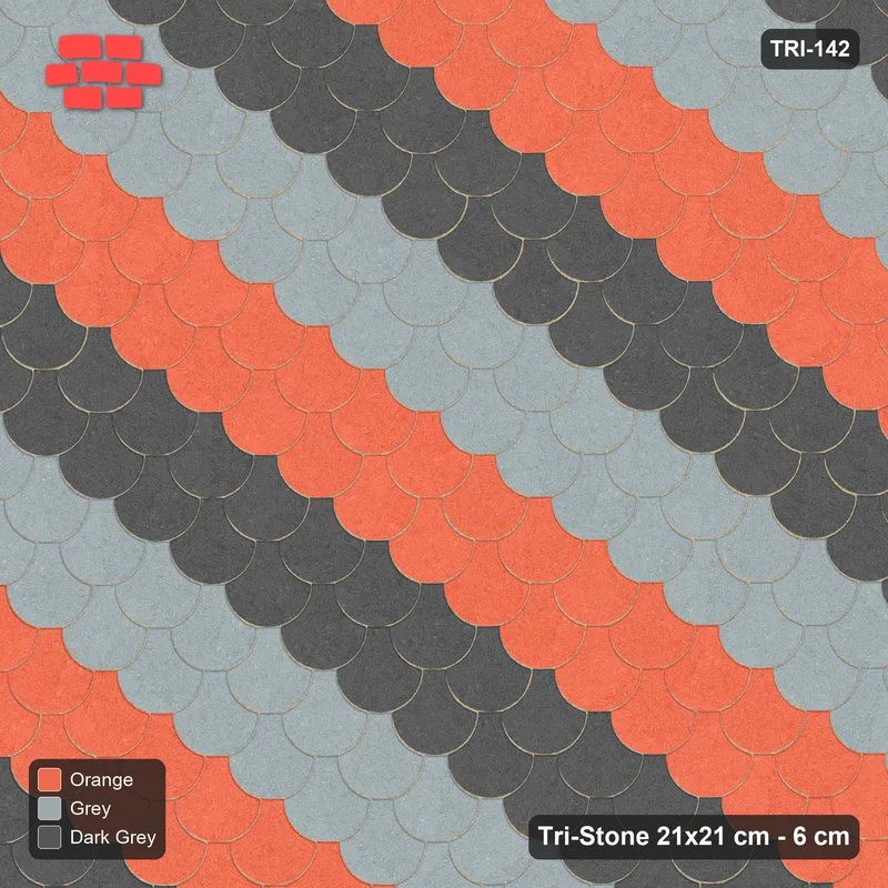 Interlock (Pasco) 21x21 cm · TRI-142 · Wide tumbling diagonals A, turned 180 deg - Sunset Slate · Top view Interlock (Pasco) 21x21 cm · TRI-142 · Wide tumbling diagonals A, turned 180 deg - Sunset Slate · Top view