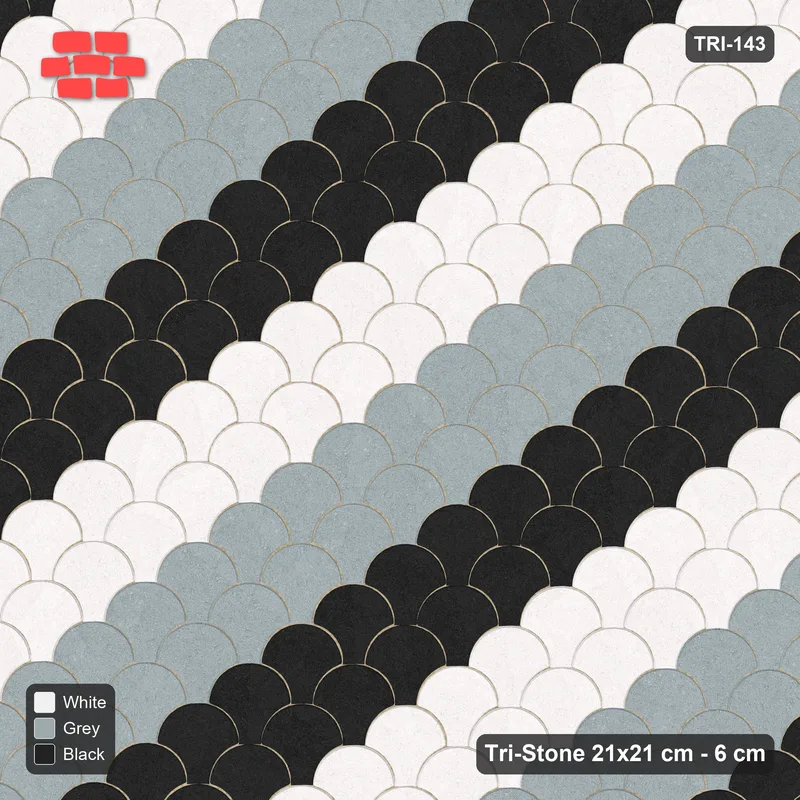 Interlock (Pasco) 21x21 cm · TRI-143 · Wide tumbling diagonals B, kerb frame - Tuxedo · Top view Interlock (Pasco) 21x21 cm · TRI-143 · Wide tumbling diagonals B, kerb frame - Tuxedo · Top view