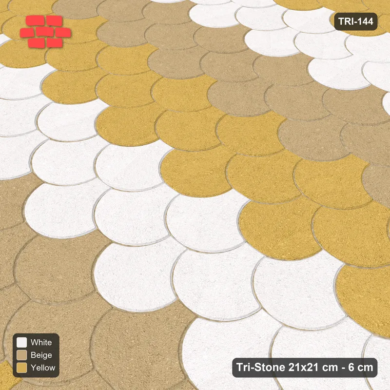 Interlock (Pasco) 21x21 cm · TRI-144 · Broad tumbling rows, turned 180 deg - Golden Sand · Side view Interlock (Pasco) 21x21 cm · TRI-144 · Broad tumbling rows, turned 180 deg - Golden Sand · Side view