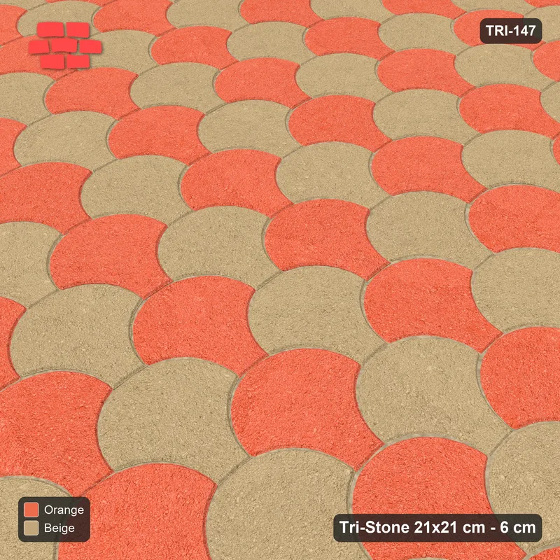Interlock (Pasco) 21x21 cm · TRI-147 · Alternating scale rows, turned 90 deg - Clay Court · Side view Interlock (Pasco) 21x21 cm · TRI-147 · Alternating scale rows, turned 90 deg - Clay Court · Side view