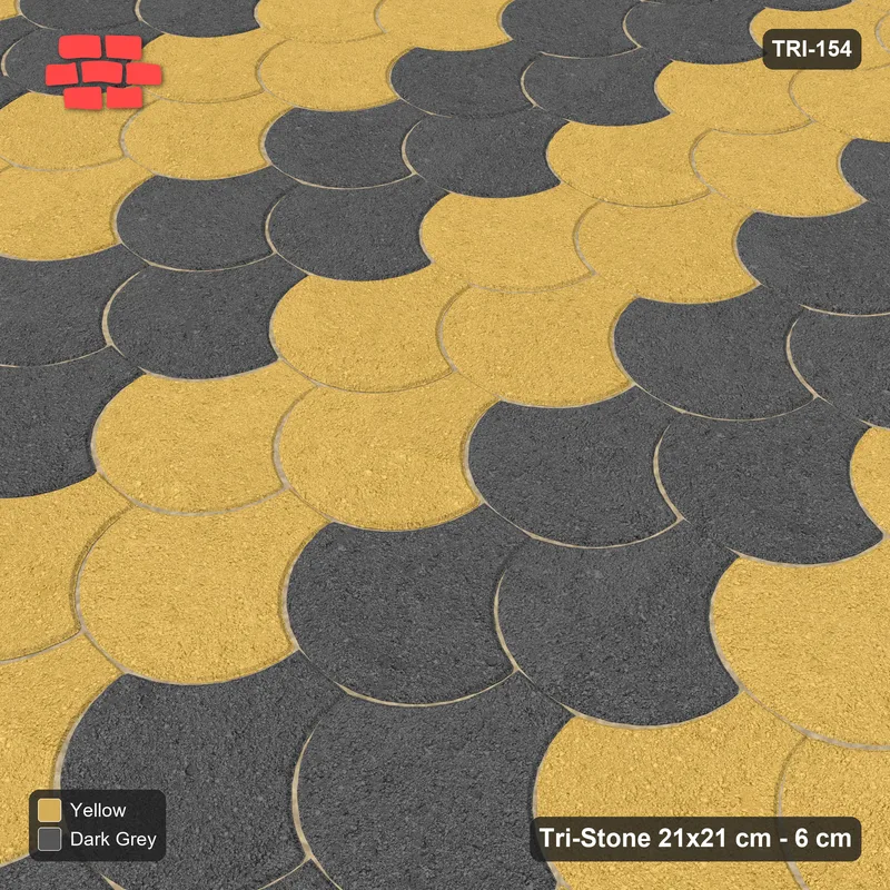 Interlock (Pasco) 21x21 cm · TRI-154 · Staggered column stripes, turned 180 deg - Mustard Slate · Side view Interlock (Pasco) 21x21 cm · TRI-154 · Staggered column stripes, turned 180 deg - Mustard Slate · Side view