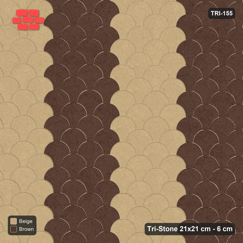 Interlock (Pasco) 21x21 cm · TRI-155 · Broad column stripes, kerb frame - Sandstone · Top view Interlock (Pasco) 21x21 cm · TRI-155 · Broad column stripes, kerb frame - Sandstone · Top view