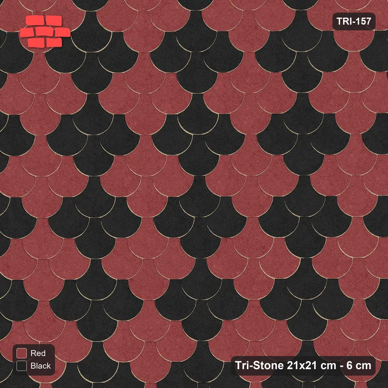 Interlock (Pasco) 21x21 cm · TRI-157 · Scale checker, double, turned 180 deg - Red & Black · Top view Interlock (Pasco) 21x21 cm · TRI-157 · Scale checker, double, turned 180 deg - Red & Black · Top view
