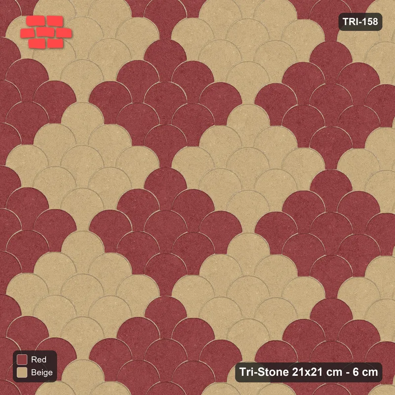 Interlock (Pasco) 21x21 cm · TRI-158 · Scale checker, triple, kerb frame - Terracotta · Top view Interlock (Pasco) 21x21 cm · TRI-158 · Scale checker, triple, kerb frame - Terracotta · Top view