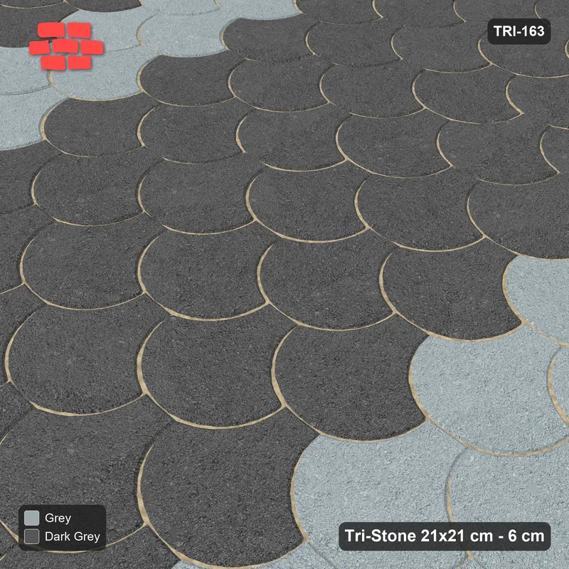 Interlock (Pasco) 21x21 cm · TRI-163 · Accent column every fourth, turned 180 deg, kerb frame - Charcoal Edge · Side view Interlock (Pasco) 21x21 cm · TRI-163 · Accent column every fourth, turned 180 deg, kerb frame - Charcoal Edge · Side view