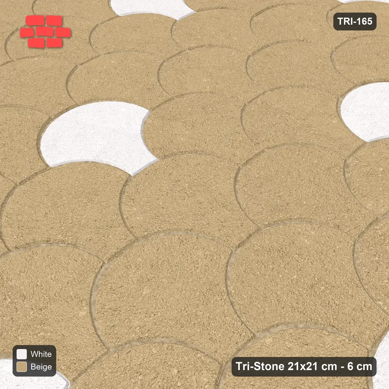 Interlock (Pasco) 21x21 cm · TRI-165 · Dotted scales, open, turned 90 deg, kerb frame - Ivory & Sand · Side view Interlock (Pasco) 21x21 cm · TRI-165 · Dotted scales, open, turned 90 deg, kerb frame - Ivory & Sand · Side view