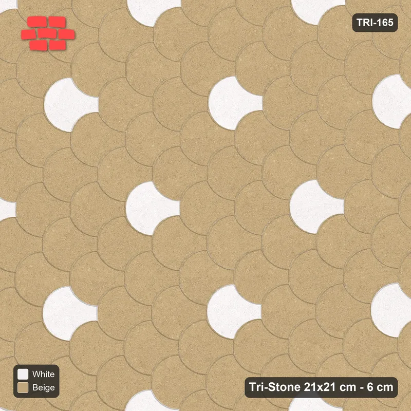 Interlock (Pasco) 21x21 cm · TRI-165 · Dotted scales, open, turned 90 deg, kerb frame - Ivory & Sand · Top view Interlock (Pasco) 21x21 cm · TRI-165 · Dotted scales, open, turned 90 deg, kerb frame - Ivory & Sand · Top view