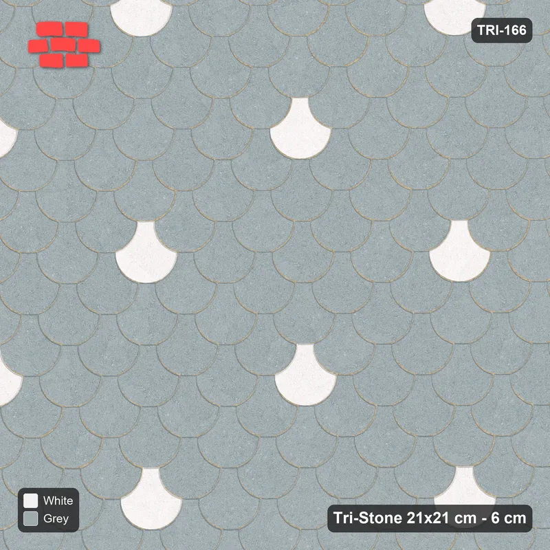 Interlock (Pasco) 21x21 cm · TRI-166 · Dotted scales, wide, turned 180 deg, kerb frame - Salt & Pepper · Top view Interlock (Pasco) 21x21 cm · TRI-166 · Dotted scales, wide, turned 180 deg, kerb frame - Salt & Pepper · Top view
