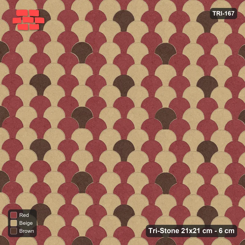 Interlock (Pasco) 21x21 cm · TRI-167 · Dotted rows, three-tone - Tuscany · Top view Interlock (Pasco) 21x21 cm · TRI-167 · Dotted rows, three-tone - Tuscany · Top view