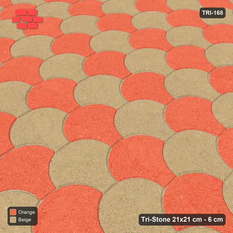 Interlock (Pasco) 21x21 cm · TRI-168 · Zigzag scale courses, long, turned 90 deg, kerb frame - Clay Court · Side view Interlock (Pasco) 21x21 cm · TRI-168 · Zigzag scale courses, long, turned 90 deg, kerb frame - Clay Court · Side view