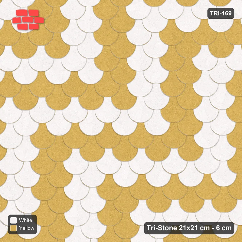 Interlock (Pasco) 21x21 cm · TRI-169 · Broad zigzag scale courses, turned 180 deg - Ivory & Ochre · Top view Interlock (Pasco) 21x21 cm · TRI-169 · Broad zigzag scale courses, turned 180 deg - Ivory & Ochre · Top view