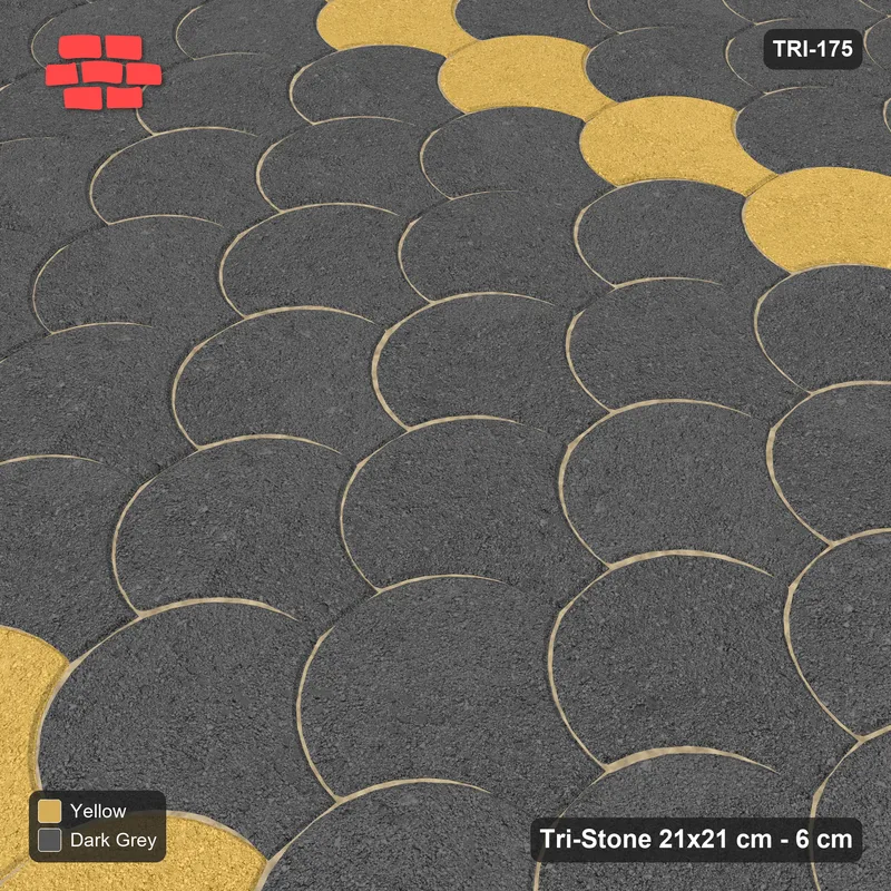 Interlock (Pasco) 21x21 cm · TRI-175 · Twin feature bands, turned 90 deg, kerb frame - Mustard Slate · Side view Interlock (Pasco) 21x21 cm · TRI-175 · Twin feature bands, turned 90 deg, kerb frame - Mustard Slate · Side view