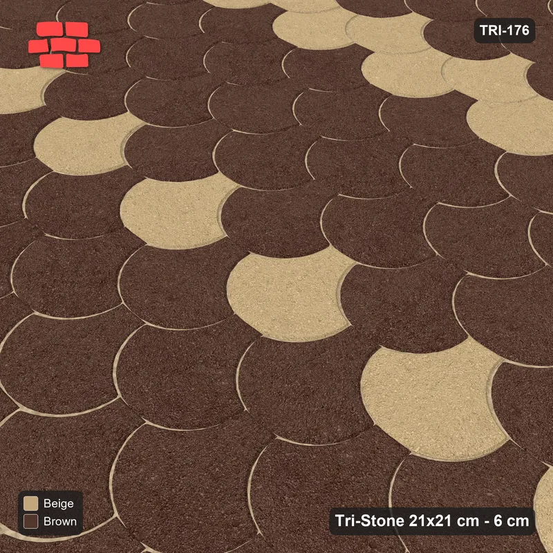 Interlock (Pasco) 21x21 cm · TRI-176 · Triple feature bands, turned 180 deg, kerb frame - Sandstone · Side view Interlock (Pasco) 21x21 cm · TRI-176 · Triple feature bands, turned 180 deg, kerb frame - Sandstone · Side view
