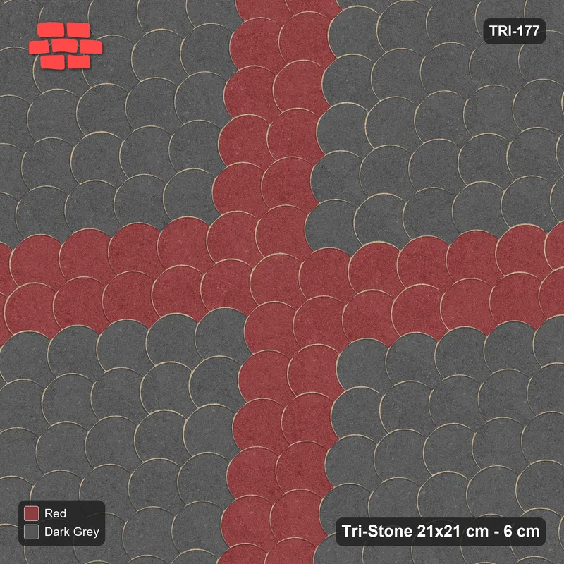 Interlock (Pasco) 21x21 cm · TRI-177 · Central cross, turned 45 deg - Rust & Charcoal · Top view Interlock (Pasco) 21x21 cm · TRI-177 · Central cross, turned 45 deg - Rust & Charcoal · Top view