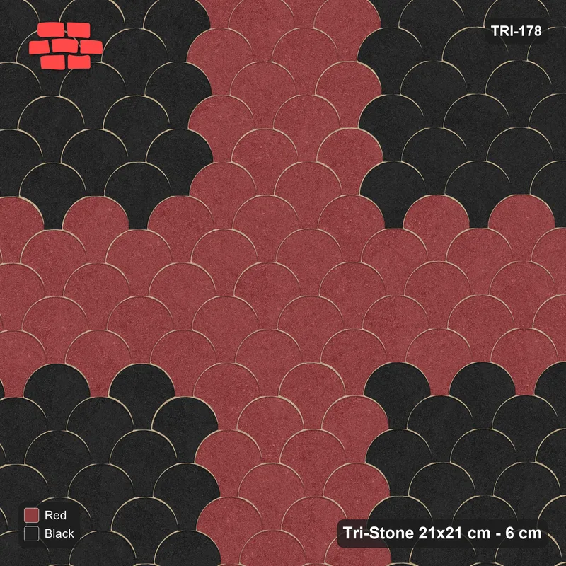 Interlock (Pasco) 21x21 cm · TRI-178 · Broad cross, kerb frame - Red & Black · Top view Interlock (Pasco) 21x21 cm · TRI-178 · Broad cross, kerb frame - Red & Black · Top view