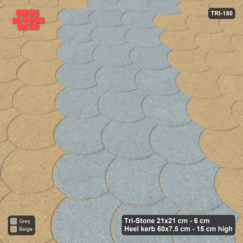 Interlock (Pasco) 21x21 cm · TRI-180 · Diagonal feature band, turned 180 deg, kerb frame - Warm Grey · Side view Interlock (Pasco) 21x21 cm · TRI-180 · Diagonal feature band, turned 180 deg, kerb frame - Warm Grey · Side view