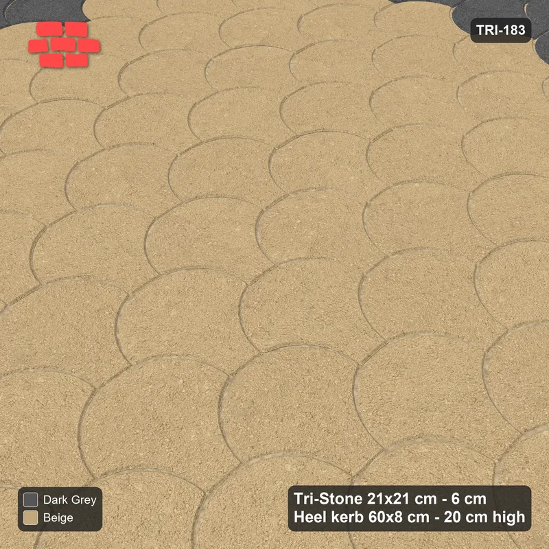 Interlock (Pasco) 21x21 cm · TRI-183 · Wide accent border, turned 90 deg, kerb frame - Stone & Earth · Side view Interlock (Pasco) 21x21 cm · TRI-183 · Wide accent border, turned 90 deg, kerb frame - Stone & Earth · Side view
