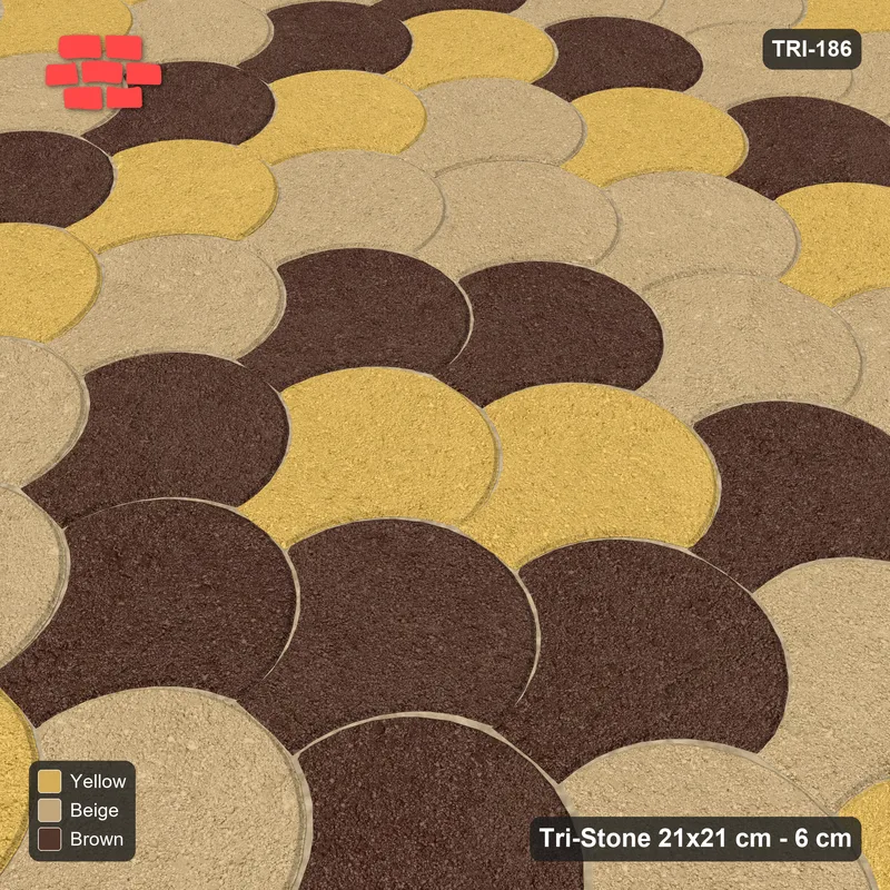 Interlock (Pasco) 21x21 cm · TRI-186 · Graded square rings, three-tone, kerb frame - Harvest Gold · Side view Interlock (Pasco) 21x21 cm · TRI-186 · Graded square rings, three-tone, kerb frame - Harvest Gold · Side view