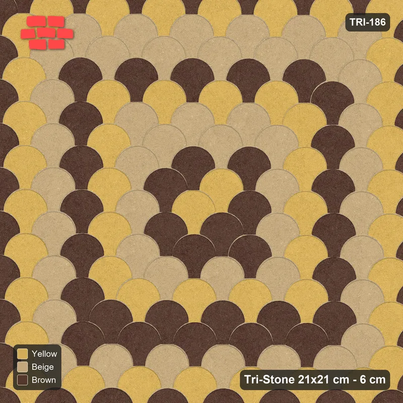 Interlock (Pasco) 21x21 cm · TRI-186 · Graded square rings, three-tone, kerb frame - Harvest Gold · Top view Interlock (Pasco) 21x21 cm · TRI-186 · Graded square rings, three-tone, kerb frame - Harvest Gold · Top view