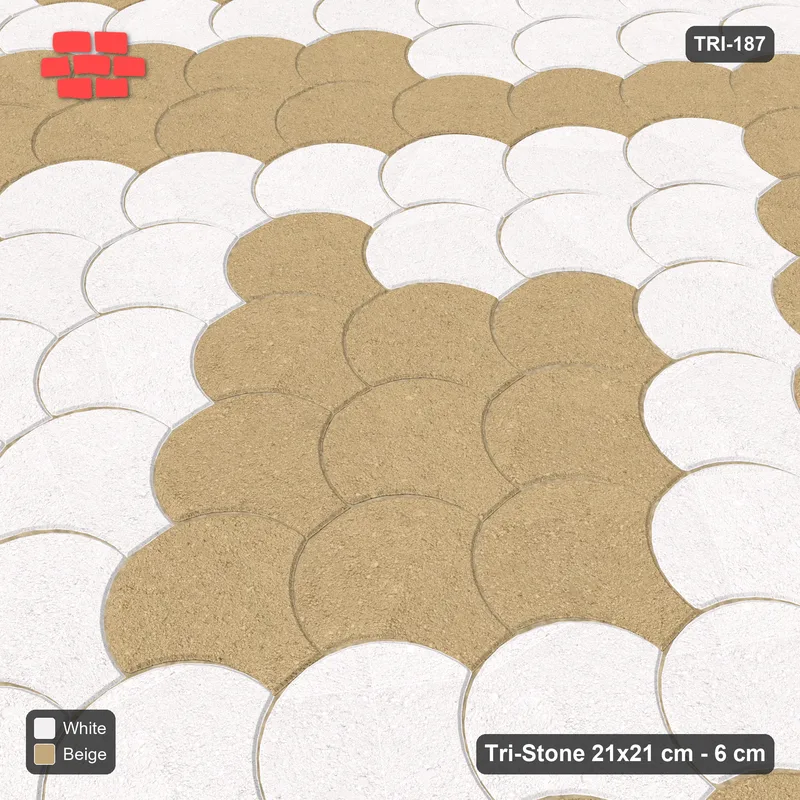 Interlock (Pasco) 21x21 cm · TRI-187 · Concentric diamond rings, turned 90 deg - Ivory & Sand · Side view Interlock (Pasco) 21x21 cm · TRI-187 · Concentric diamond rings, turned 90 deg - Ivory & Sand · Side view