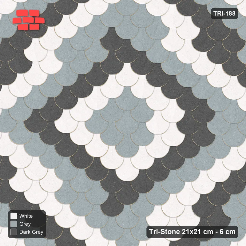 Interlock (Pasco) 21x21 cm · TRI-188 · Graded diamond rings, three-tone, turned 180 deg, kerb frame - Monochrome · Top view Interlock (Pasco) 21x21 cm · TRI-188 · Graded diamond rings, three-tone, turned 180 deg, kerb frame - Monochrome · Top view