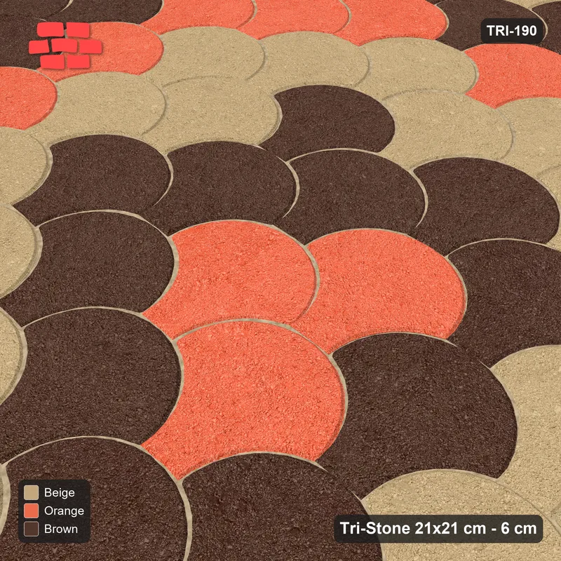 Interlock (Pasco) 21x21 cm · TRI-190 · Graded circles, three-tone, kerb frame - Autumn · Side view Interlock (Pasco) 21x21 cm · TRI-190 · Graded circles, three-tone, kerb frame - Autumn · Side view