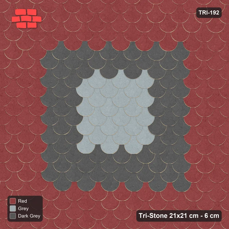 Interlock (Pasco) 21x21 cm · TRI-192 · Nested square medallion, turned 180 deg - Urban Brick · Top view Interlock (Pasco) 21x21 cm · TRI-192 · Nested square medallion, turned 180 deg - Urban Brick · Top view