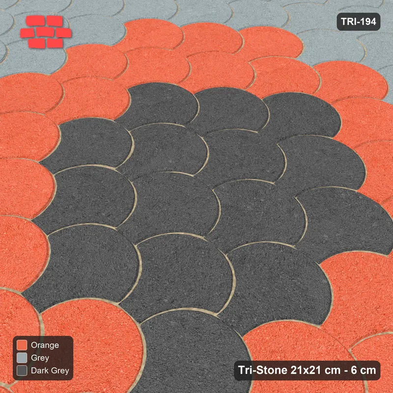 Interlock (Pasco) 21x21 cm · TRI-194 · Round rosette medallion - Sunset Slate · Side view Interlock (Pasco) 21x21 cm · TRI-194 · Round rosette medallion - Sunset Slate · Side view