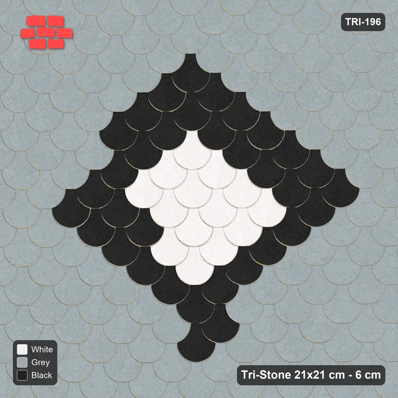 Interlock (Pasco) 21x21 cm · TRI-196 · Nested diamond medallion, turned 180 deg, kerb frame - Tuxedo · Top view Interlock (Pasco) 21x21 cm · TRI-196 · Nested diamond medallion, turned 180 deg, kerb frame - Tuxedo · Top view