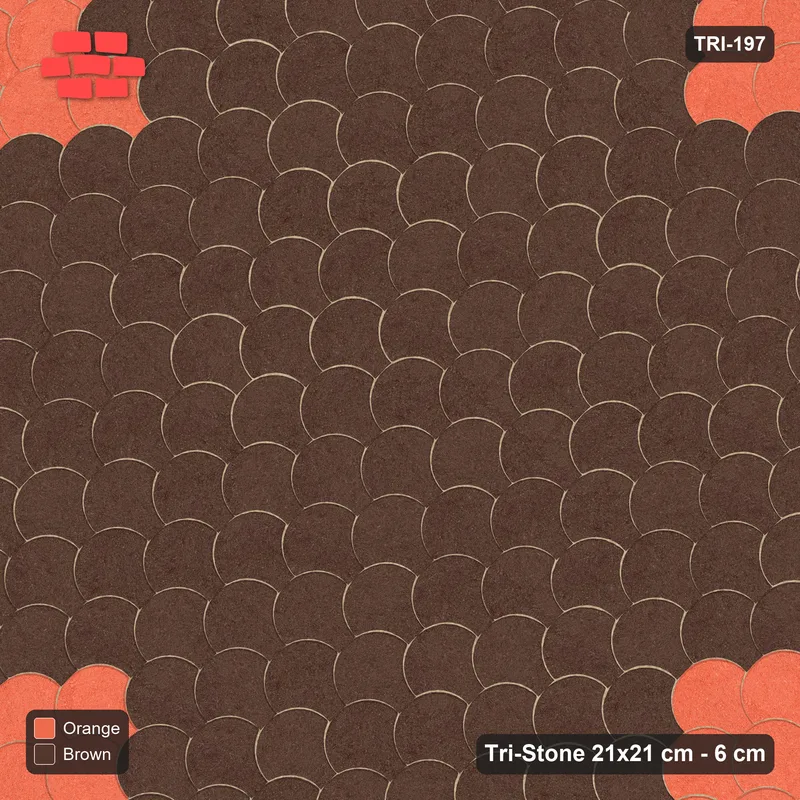 Interlock (Pasco) 21x21 cm · TRI-197 · Corner squares, turned 45 deg - Burnt Clay · Top view Interlock (Pasco) 21x21 cm · TRI-197 · Corner squares, turned 45 deg - Burnt Clay · Top view