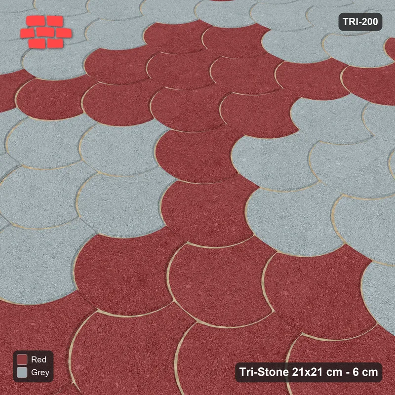 Interlock (Pasco) 21x21 cm · TRI-200 · Large checker fields, turned 180 deg, kerb frame - Brick & Ash · Side view Interlock (Pasco) 21x21 cm · TRI-200 · Large checker fields, turned 180 deg, kerb frame - Brick & Ash · Side view