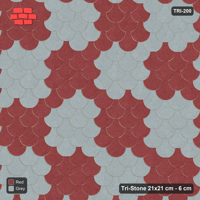 Interlock (Pasco) 21x21 cm · TRI-200 · Large checker fields, turned 180 deg, kerb frame - Brick & Ash · Top view Interlock (Pasco) 21x21 cm · TRI-200 · Large checker fields, turned 180 deg, kerb frame - Brick & Ash · Top view